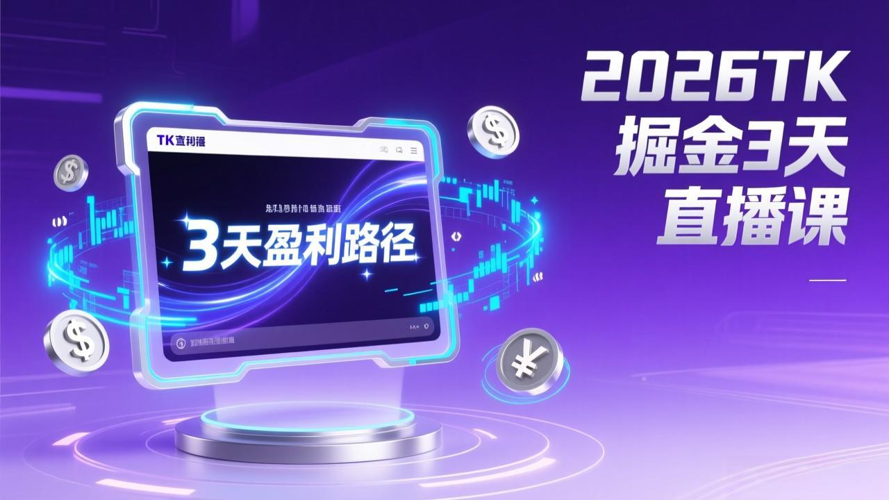 2026TK掘金直播课，起号涨粉+直播带货+商单变现+3天打通盈利路径，月入过万美金-灵感工坊云网创