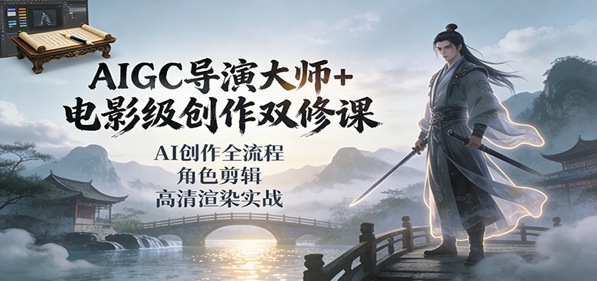 AIGC导演大师+电影级创作双修课:AI创作全流程、角色剪辑、高清渲染实战-灵感工坊云网创