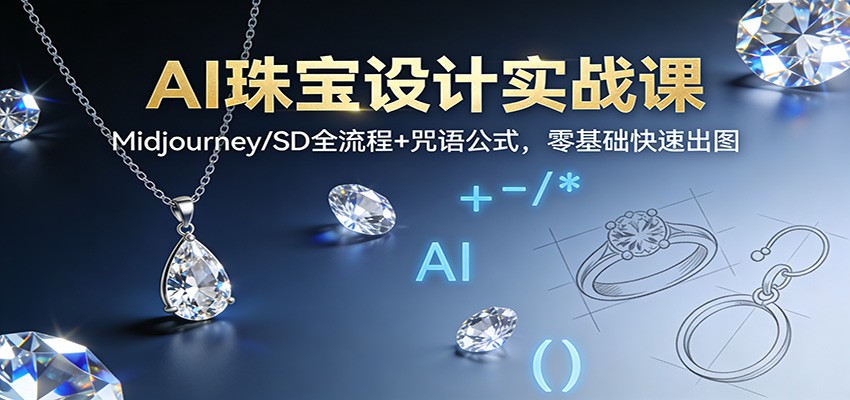 AI珠宝设计实战课：Midjourney/SD全流程+咒语公式，零基础快速出图-灵感工坊云网创