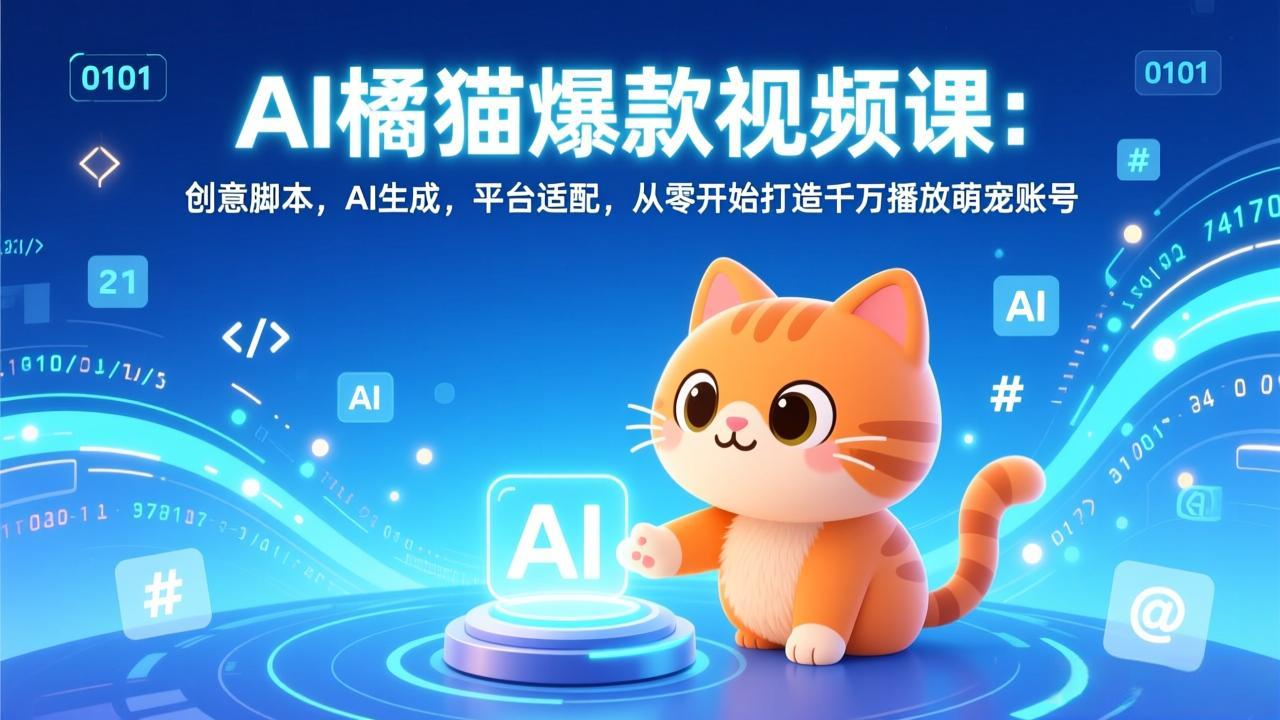 AI橘猫爆款视频课:创意脚本,AI生成,平台适配,从零开始打造千万播放萌宠账号-灵感工坊云网创