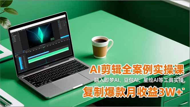 AI剪辑全案例实操课,融入即梦AI、豆包AI、星绘AI等工具实操,复制爆款月收益3W+-灵感工坊云网创