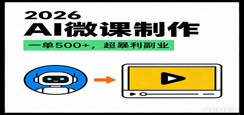 2026AI 风口最稳副业:微课代写制作,一单 500+,人人可做的蓝海项目-灵感工坊云网创