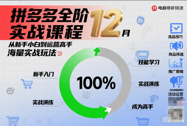 拼多多全阶实战课程12月,从新手小白到运营高手,海量实战玩法-灵感工坊云网创