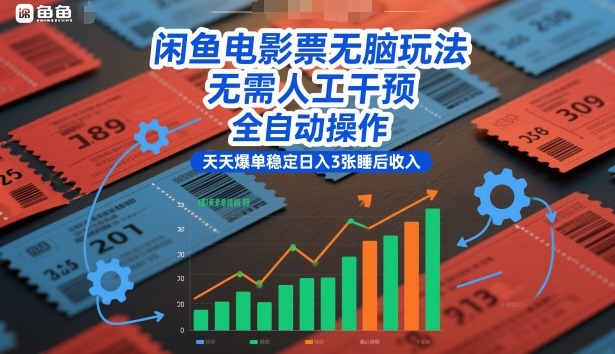 闲鱼电影票无脑玩法,无需人工干预,全自动操作,天天爆单稳定日入3张睡后收入【揭秘】-灵感工坊云网创