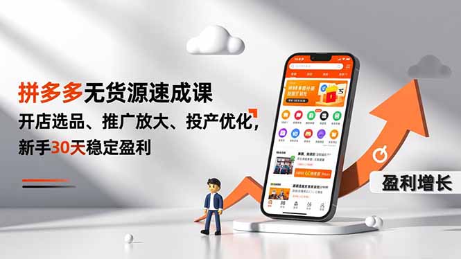 拼多多无货源速成课,开店选品、推广放大、投产优化,新手30天稳定盈利-灵感工坊云网创