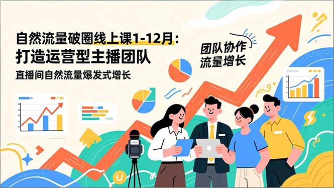 自然流量破圈线上课1-12月：打造运营型主播团队 直播间自然流量爆发式增长-灵感工坊云网创