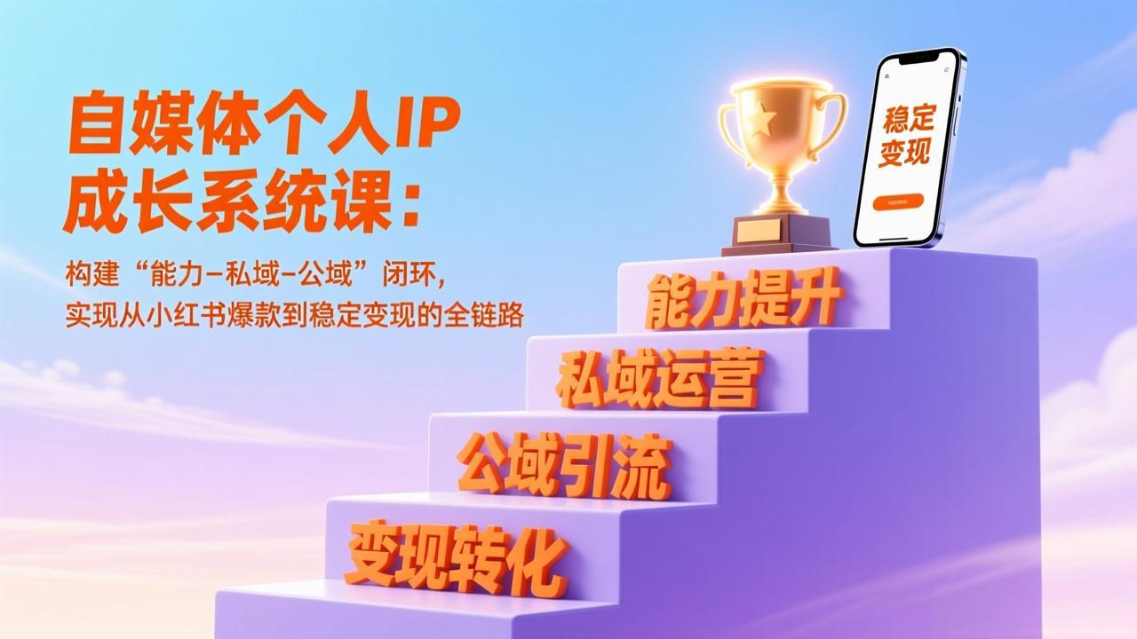 自媒体个人IP成长系统课:构建“能力-私域-公域”闭环,实现从小红书爆款到稳定变现的全链路-灵感工坊云网创