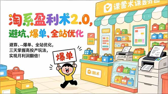 淘系盈利术2.0,避坑、爆单、全站优化,三天掌握高投产玩法,实现月利润翻倍!-灵感工坊云网创