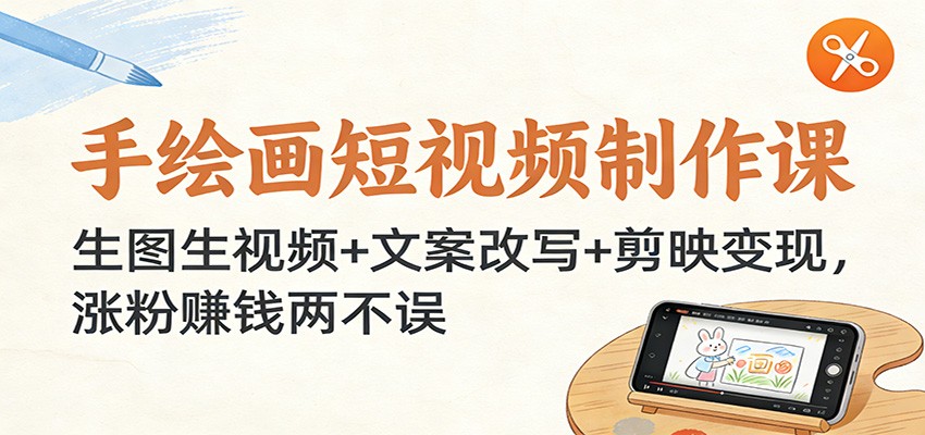 手绘画短视频制作课:生图生视频+文案改写+剪映变现,涨粉赚钱两不误-灵感工坊云网创