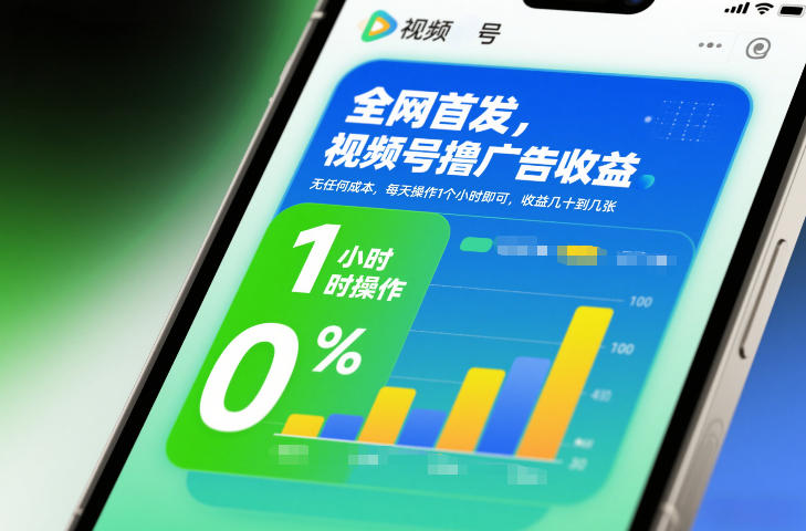 全网首发,视频号撸广告收益,无任何成本,每天操作1个小时即可,收益几十到几张-灵感工坊云网创