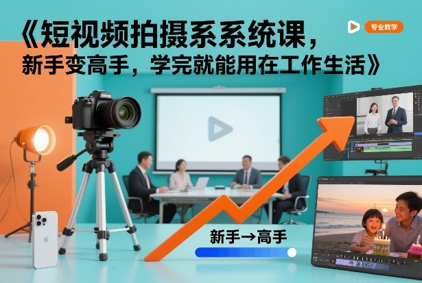 短视频拍摄系统课,新手变高手,学完就能用在工作生活-灵感工坊云网创