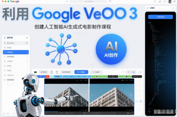 利l用Google Veo 3创建人工智能AI生成式电影制作课程,使用人工智能的力量创建令人惊叹的视频-灵感工坊云网创