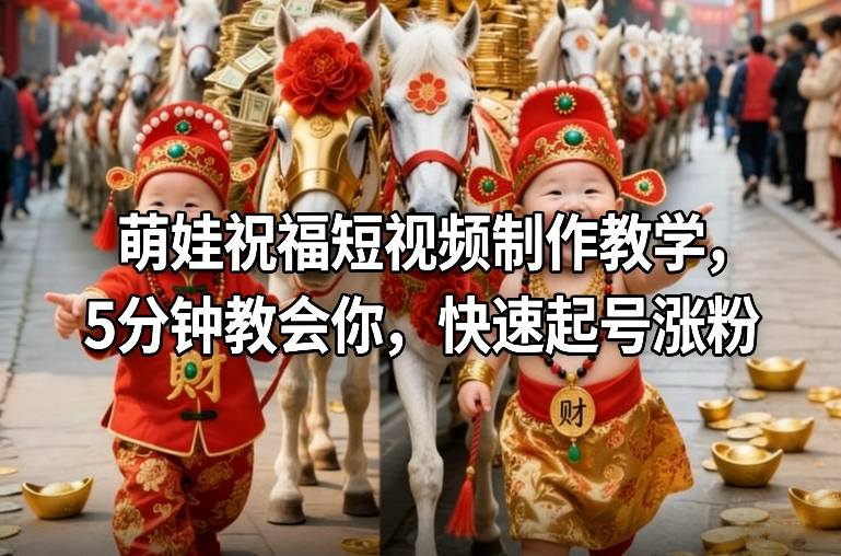萌娃祝福短视频制作教学,5分钟教会你,快速起号涨粉-灵感工坊云网创