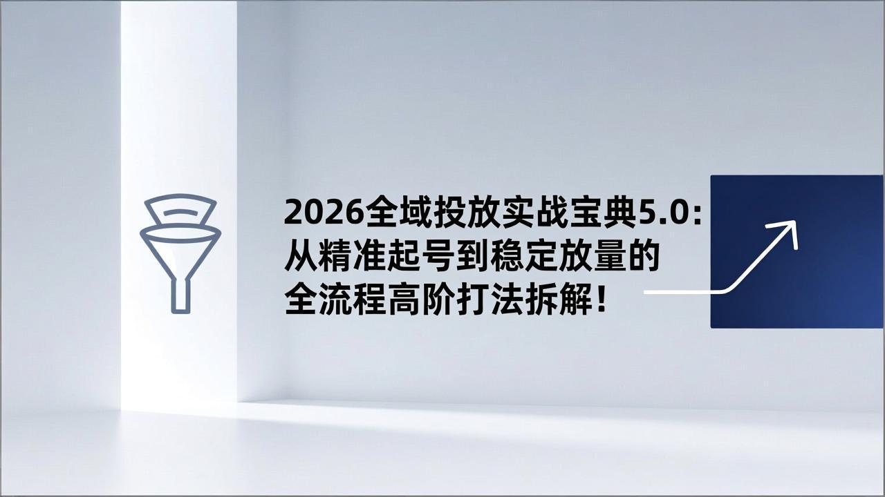 2026全域投放实战宝典5.0:从精准起号到稳定放量的全流程高阶打法拆解!-灵感工坊云网创