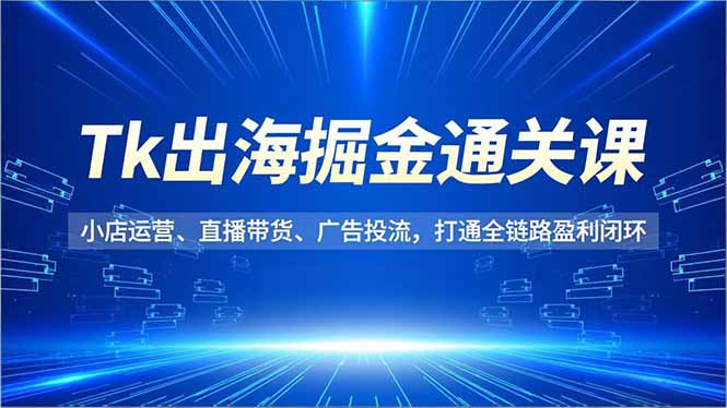Tk出海掘金通关课，小店运营、直播带货、广告投流，打通全链路盈利闭环-灵感工坊云网创