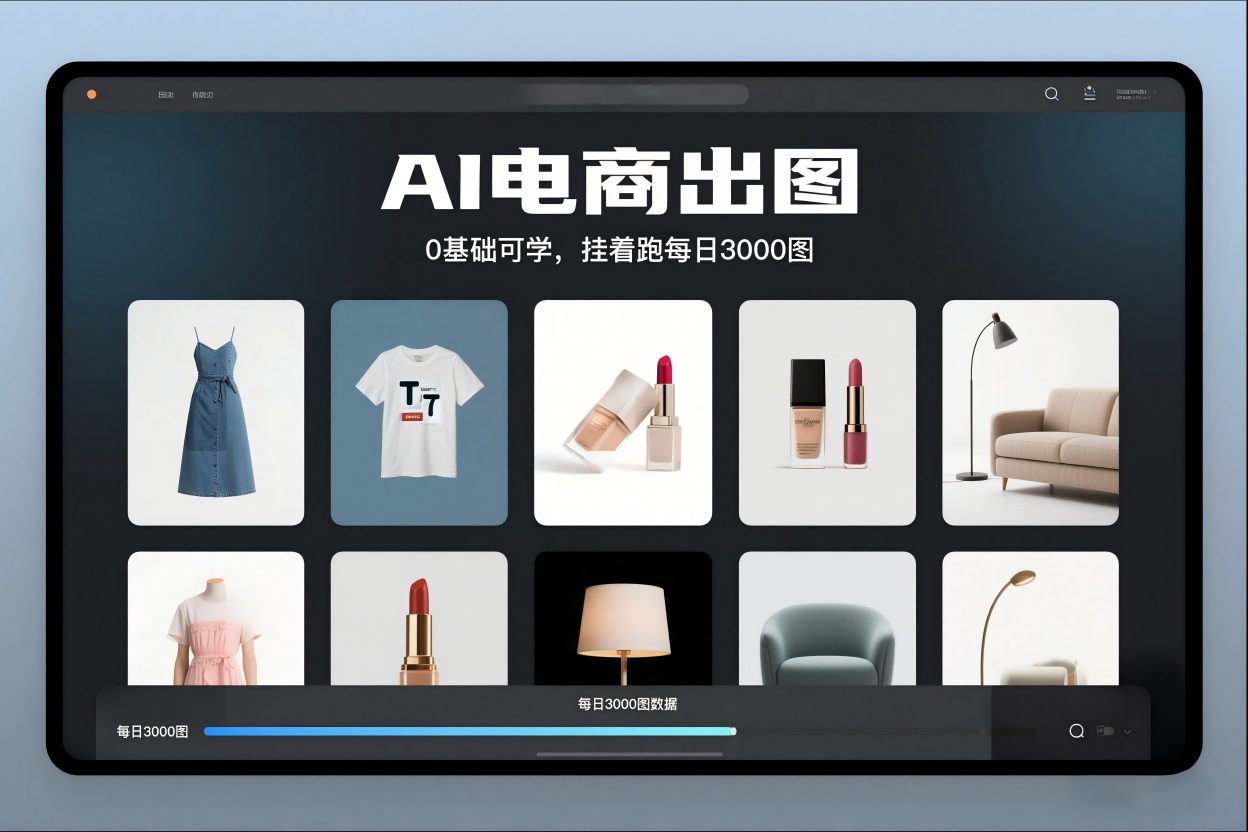 AI电商出图,0基础可学,挂着跑每日3000图-灵感工坊云网创