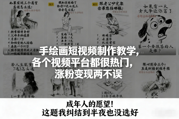 手绘画短视频制作教学,各个视频平台都很热门,涨粉变现两不误-灵感工坊云网创