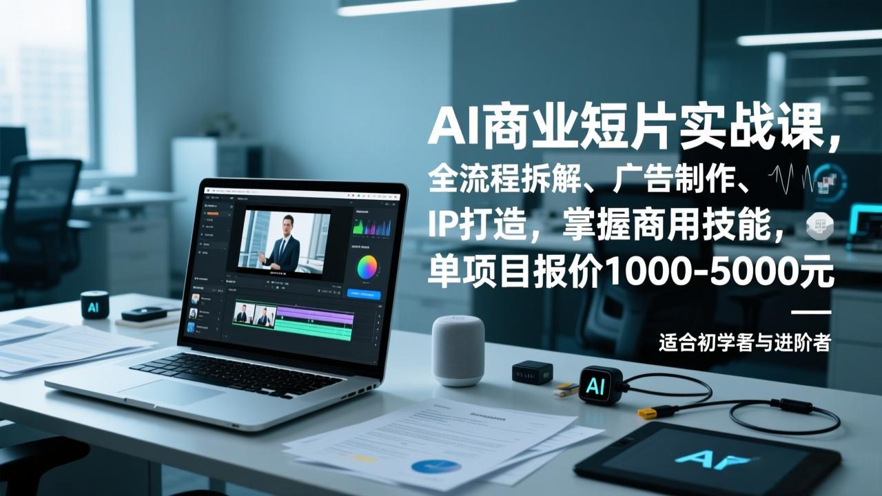 AI商业短片实战课,全流程拆解、广告制作、IP打造,掌握商用技能,单项目报价1000-5000元-灵感工坊云网创