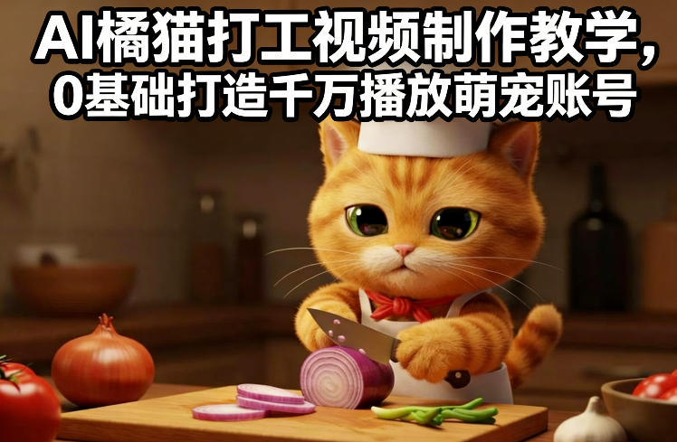 AI橘猫打工视频制作教学,流量狂飙,0基础打造千万播放萌宠账号-灵感工坊云网创