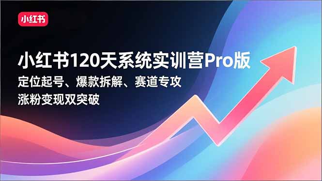 小红书120天系统实训营Pro版,定位起号、爆款拆解、赛道专攻,实现涨粉变现双突破-灵感工坊云网创
