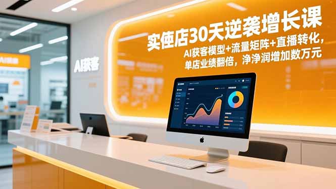 实体店30天逆袭增长课,AI获客模型+流量矩阵+直播转化,单店业绩翻倍,净利润增加数万元-灵感工坊云网创