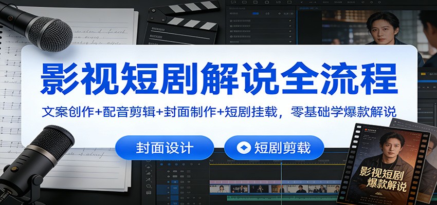 影视短剧解说全流程:文案创作+配音剪辑+封面制作+短剧挂载,零基础学爆款解说-灵感工坊云网创