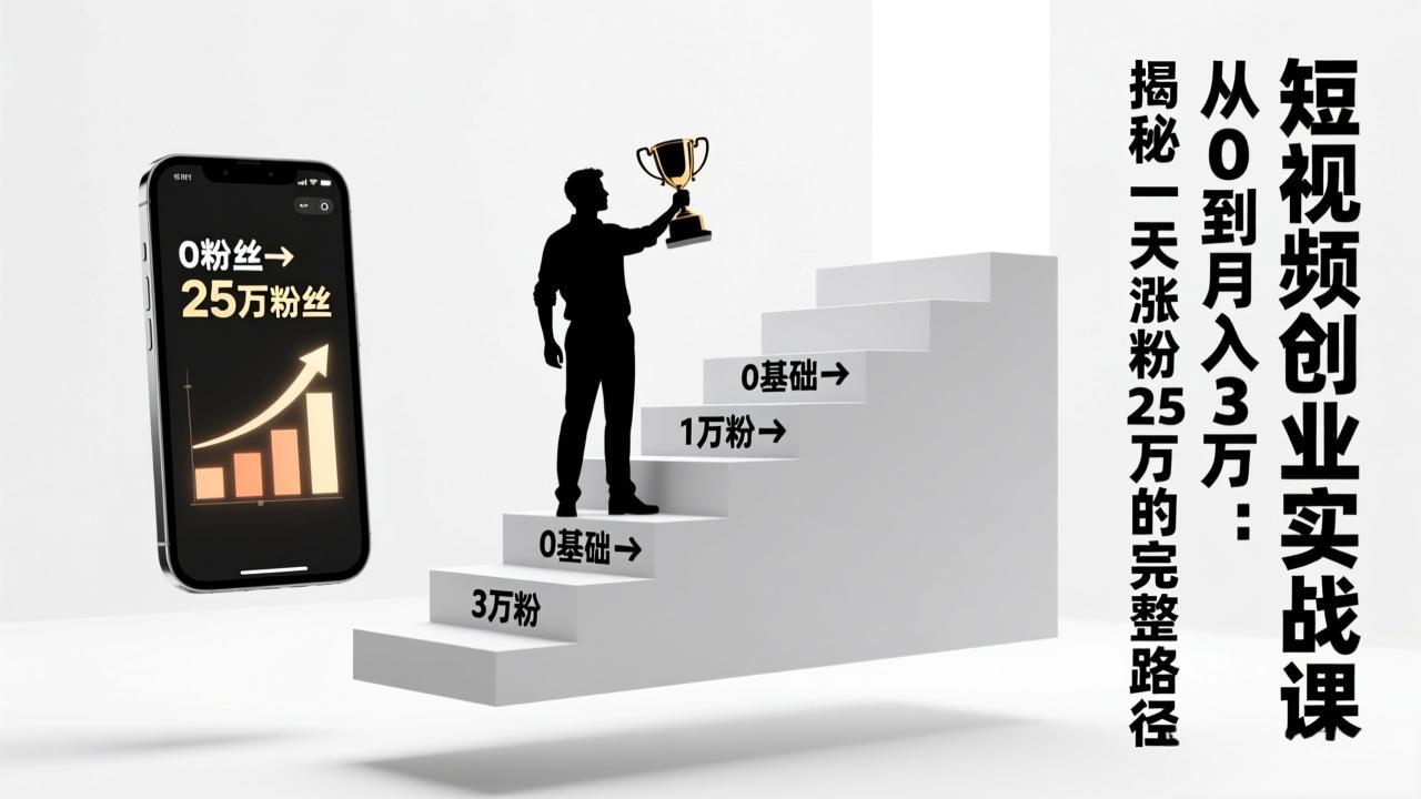 短视频创业实战课:从0到月入3万:揭秘一天涨粉25万的完整路径-灵感工坊云网创