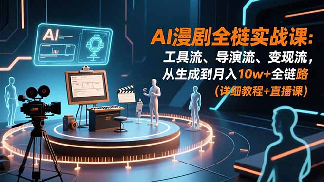 AI漫剧全栈实战课:工具流、导演流、变现流,从生成到月入10w+全链路 (详细教程+直播课-灵感工坊云网创