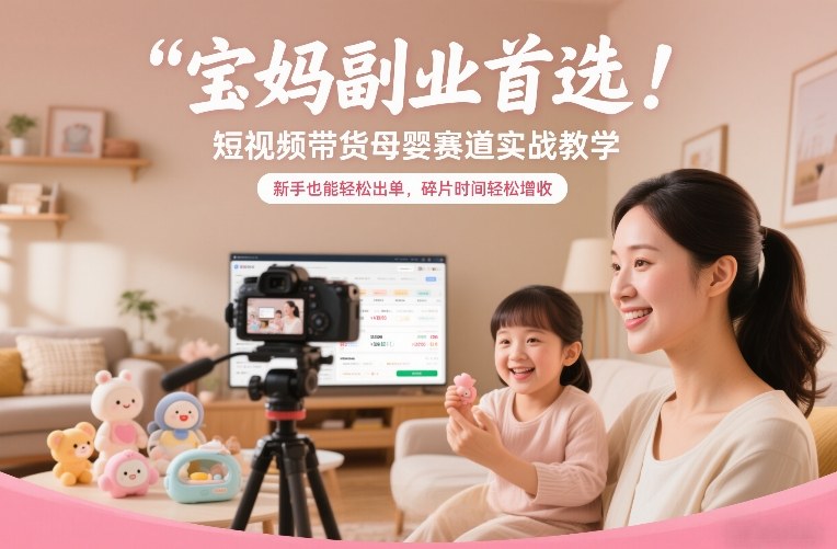 宝妈副业首选!短视频带货母婴赛道实战教学,新手也能轻松出单,碎片时间轻松增收-灵感工坊云网创