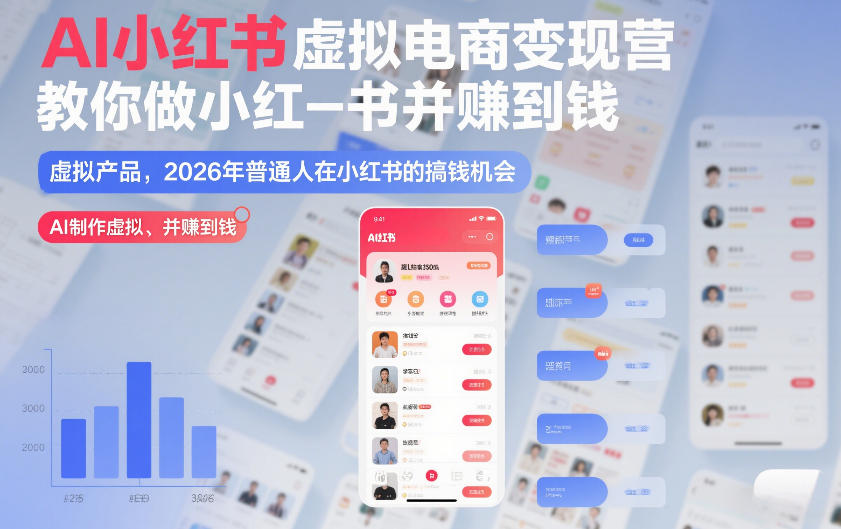 AI小红书虚拟电商变现营,教你做小红书并賺到钱,虚拟产品,2026年普通人在小红书的搞钱机会(更新中)-灵感工坊云网创