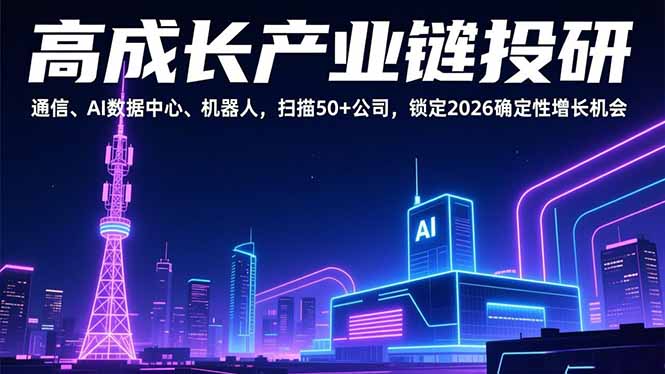 高成长产业链投研,通信、AI数据中心、机器人,扫描50+公司,锁定2026确定性增长机会-灵感工坊云网创