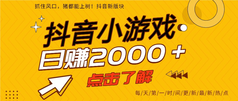5年爆火的抖音小游戏项目，一部手机日入2000+-灵感工坊云网创