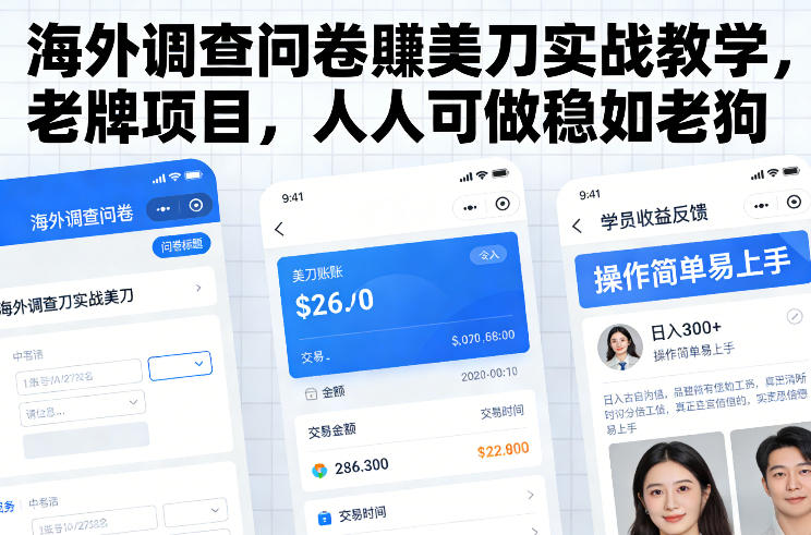 海外调查问卷賺美刀实战教学,老牌项目,人人可做稳如老狗-灵感工坊云网创
