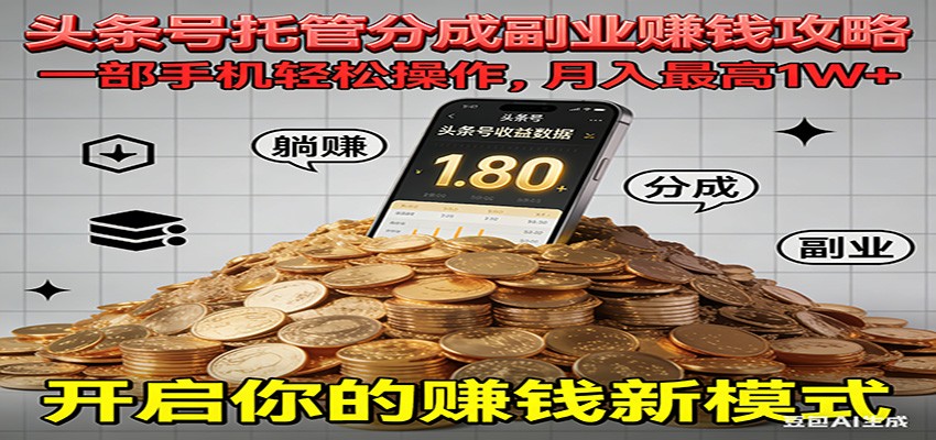 全程托管今日头条,一部手机就可以开干,最高躺赚1W+-灵感工坊云网创