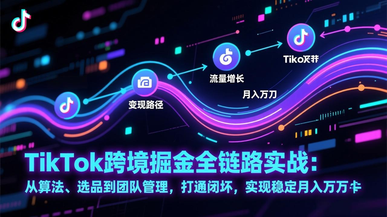 TikTok跨境掘金全链路实战:从算法、选品到团队管理,打通闭环,实现稳定月入万刀-灵感工坊云网创