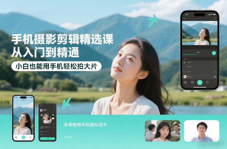 手机摄影剪辑精选课,从入门到精通,小白也能用手机轻松拍大片-灵感工坊云网创