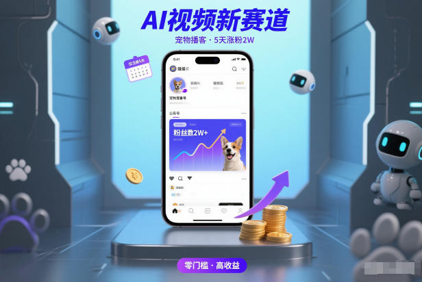 AI视频新赛道,宠物播客仅注册5天涨粉2W,收益非常可观-灵感工坊云网创