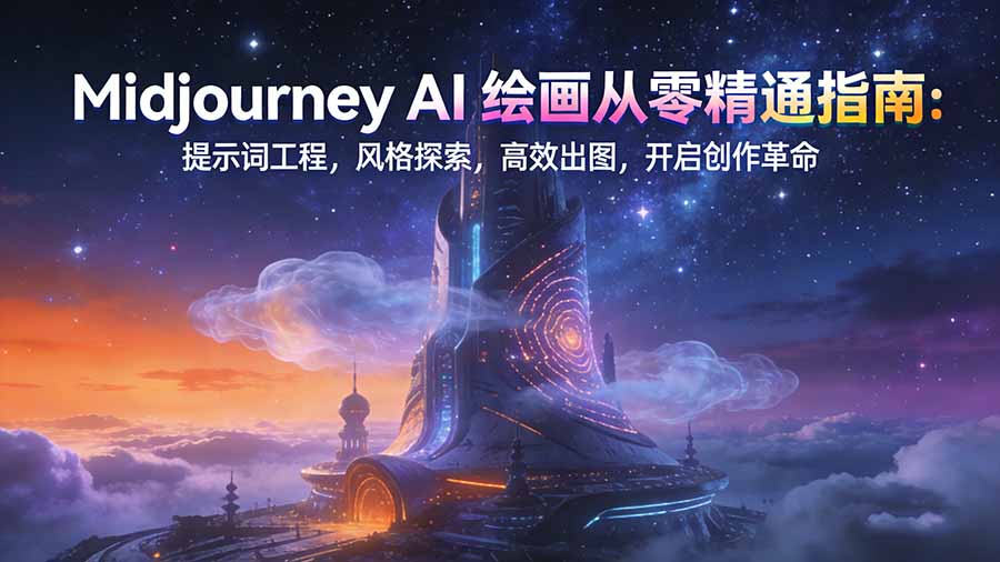 Midjourney AI绘画从零精通指南:提示词工程,风格探索,高效出图,开启创作革命-灵感工坊云网创