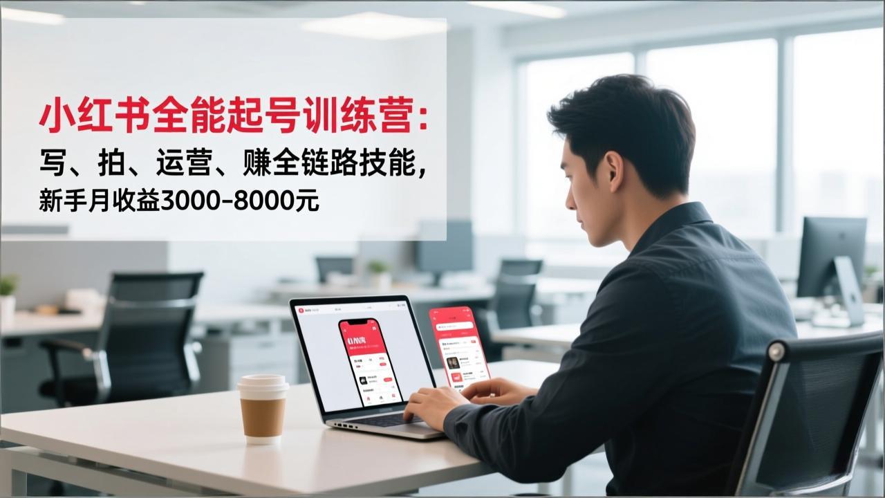 小红书全能起号训练营:写、拍、运营、赚全链路技能,新手月收益3000-8000元-灵感工坊云网创