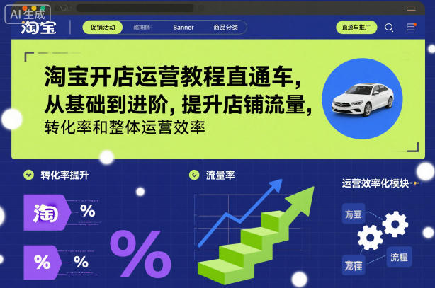 淘宝开店运营教程直通车,从基础到进阶,提升店铺流量,转化率和整体运营效率(更新26年1月)-灵感工坊云网创
