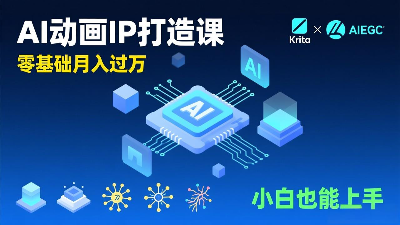 AI动画新手变现课,Krita+AIGC、模型训练、商单资源,零基础月入过万,小白也能上手-灵感工坊云网创