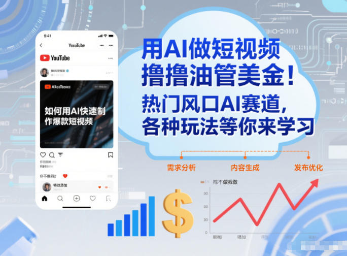 用AI做短视频撸油管美金,热门风口AI赛道,你不做我做,各种玩法等你来学习-灵感工坊云网创