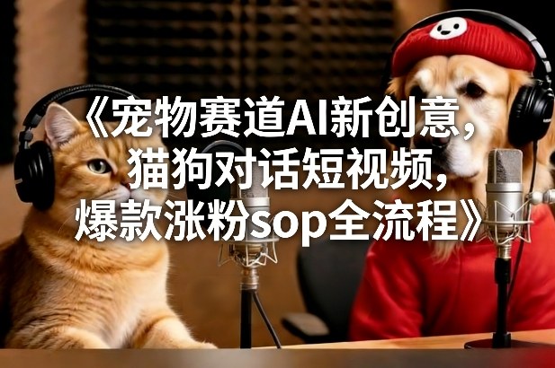 宠物赛道AI新创意,猫狗对话短视频,爆款涨粉sop全流程-灵感工坊云网创