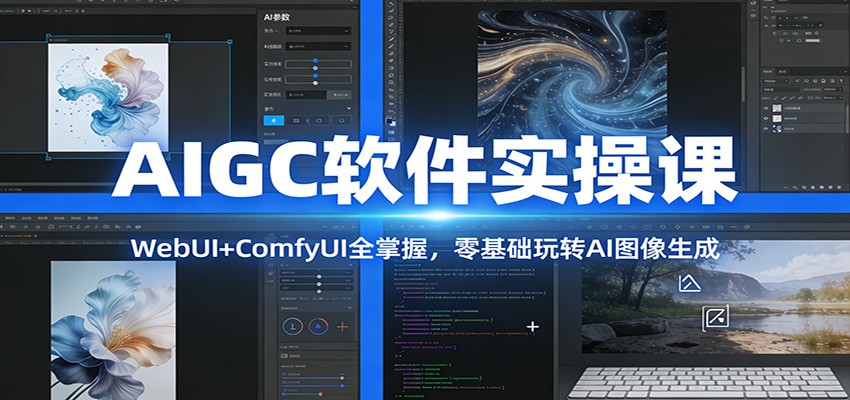 AIGC软件实操课:WebUI+ComfyUI全掌握,零基础玩转AI图像生成-灵感工坊云网创