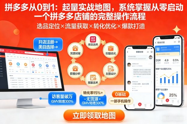 拼多多从0到1:起量实战地图,系统掌握从零启动一个拼多多店铺的完整操作流程-灵感工坊云网创