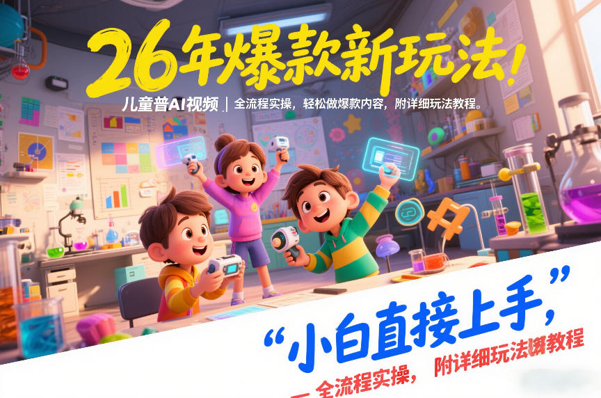 26年爆款新玩法,儿童科普AI视频,全流程实操,轻松做爆款内容,小白直接上手,附详细玩法教程-灵感工坊云网创