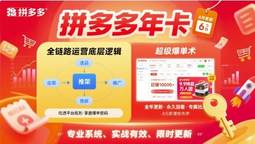 拼多多年卡，拼多多全链路运营底层逻辑，超级爆单术【更新26年1月】-灵感工坊云网创
