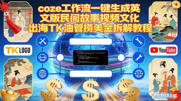 Coze扣子工作流一键生成英文版民间故事视频，文化出海TK油管捞美金拆解教程-灵感工坊云网创