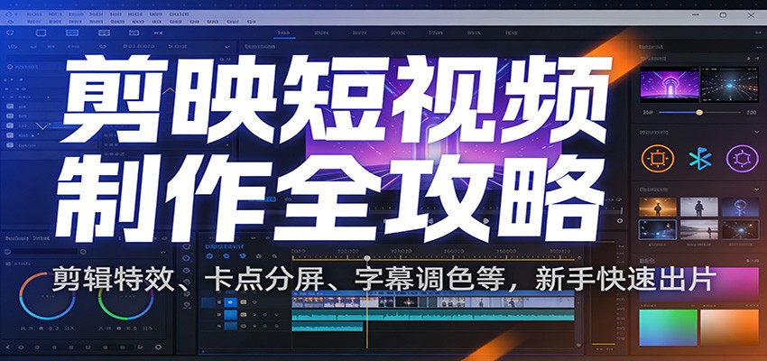 剪映短视频制作全攻略：剪辑特效、卡点分屏、字幕调色等，新手快速出片-灵感工坊云网创