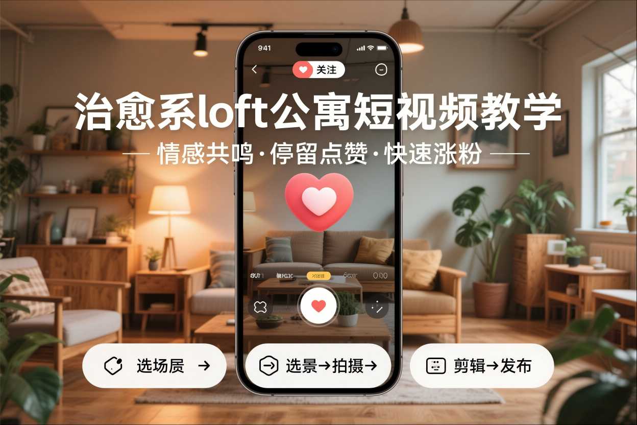 治愈系loft公寓短视频制作教学,情感共鸣引停留点赞关注,快速起号涨粉